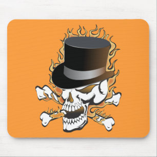 Top Hat Skull-Flaming Mousepad