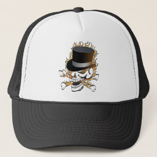 Top Hat Skull-Flaming Truckerkappe