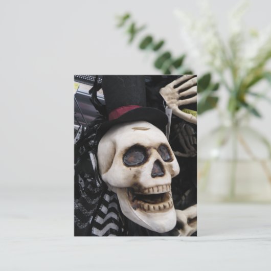 Top Hat Skull Postkarte (Stehend Vorderseite)