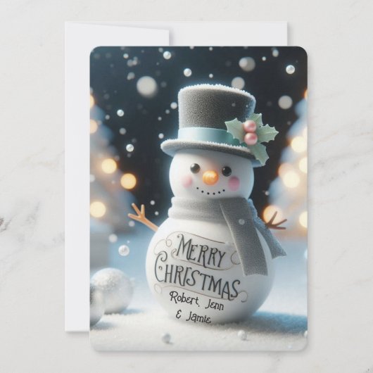 Top Hat Snowman Feiertagskarte (Vorderseite)