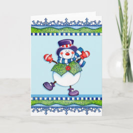 Top Hat Snowman - Grußkarte Feiertagskarte