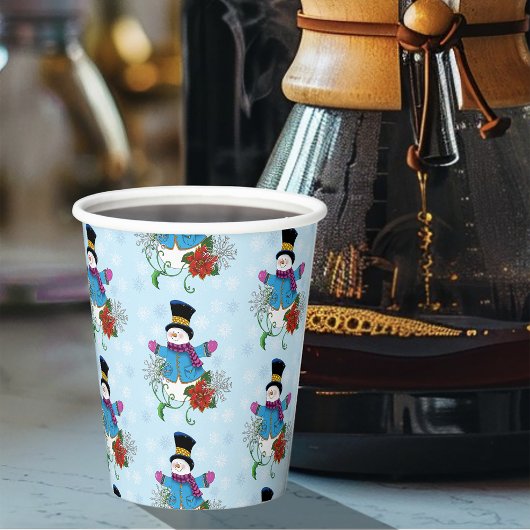 Top Hat Snowman Pappbecher