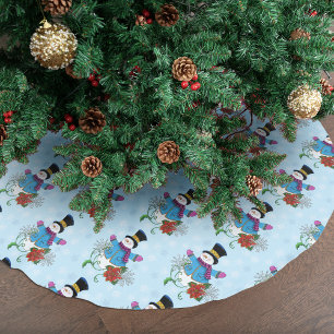 Top Hat Snowman Polyester Weihnachtsbaumdecke