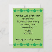 Top Hat St. Patrick's Day Party Einladungen! Einladung (Rückseite)