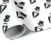 Top Hat Tuxedo Mustache Wedding Geschenkpapier (Rolleneckpunkt)