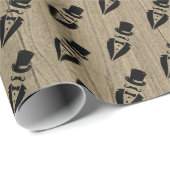 Top Hat Tuxedo Mustache Wedding Wrapping Paper Geschenkpapier (Rolleneckpunkt)