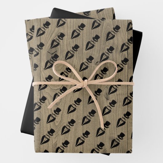 Top Hat Tuxedo Mustache Wedding Wrapping Paper Sie Geschenkpapier Set (Beispiel)