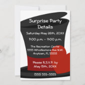 Top Hat Überraschung Geburtstagsparty Einladung (Rückseite)