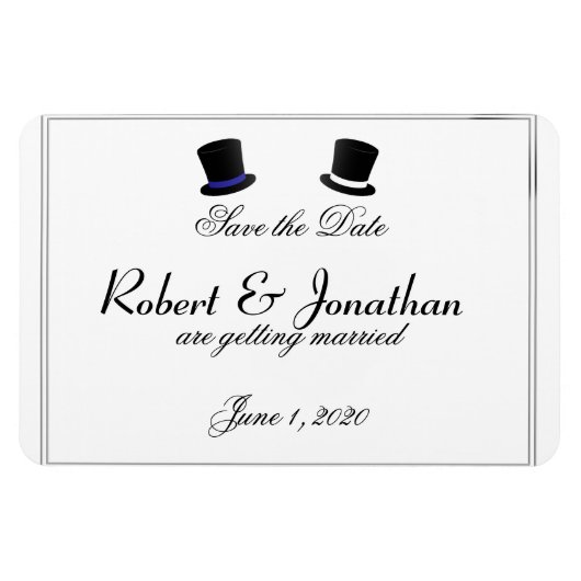 Top Hats Bow Krawatte Blue Gay Wedding Save the Da Magnet (Horizontal)