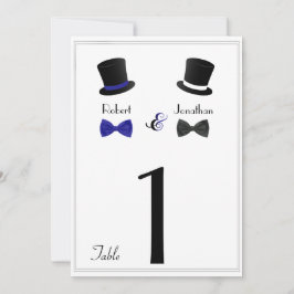 Top Hats und Bow Krawatte Blue Gay Wedding Tischnu Einladung