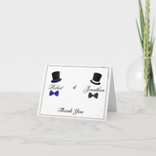 Top Hats und Bow Krawatte Blue Gay Wedding Vielen Dankeskarte