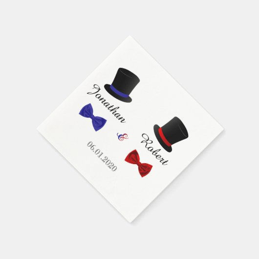 Top Hats und Bow Krawatte Gay Red Blue Wedkin Napk Serviette (Ecke)