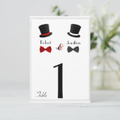 Top Hats und Bow Krawatte Gay Wedding Tischnummer (Stehend Vorderseite)