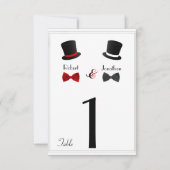 Top Hats und Bow Krawatte Gay Wedding Tischnummer (Rückseite)