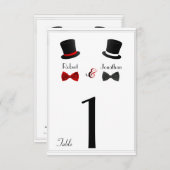 Top Hats und Bow Krawatte Gay Wedding Tischnummer (Vorne/Hinten)
