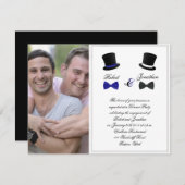 Top Hats und Bow Krawatte Gay Wedding Verlobung Einladung (Vorne/Hinten)