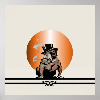 Top Hund Vintag Bulldog mit Cigar und Top Hat Poster