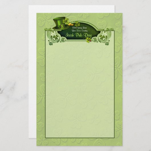 Top-Hut und Kleeblätter - Anpassen Briefpapier (Vorne/Hinten)