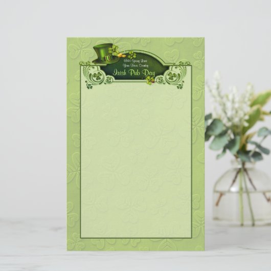 Top-Hut und Kleeblätter - Anpassen Briefpapier (Stehend Vorderseite)