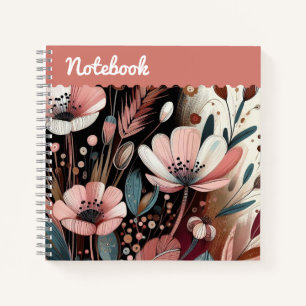 Top-Label Rosa Wildblume mit Golden Accent Notizblock