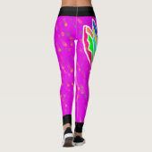 Top-Mode-Design Rosa und Orange Multi gemustert Leggings (Rückseite)
