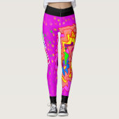 Top-Mode-Design Rosa und Orange Multi gemustert Leggings (Vorderseite)
