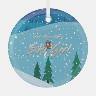 TOP Nicht mit einem Ski GIrl-Glasschmuck verwechse Ornament Aus Glas