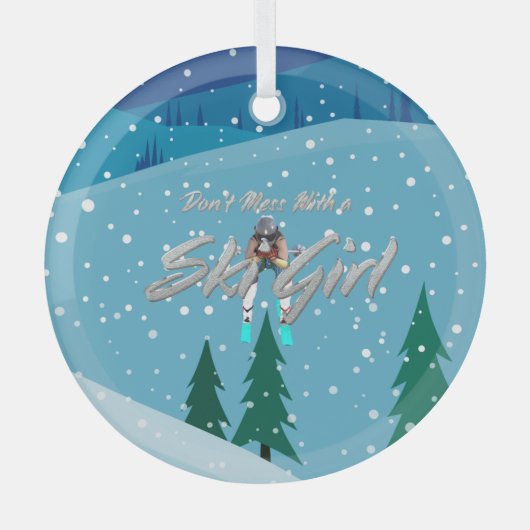 TOP Nicht mit einem Ski GIrl-Glasschmuck verwechse Ornament Aus Glas (Vorderseite)