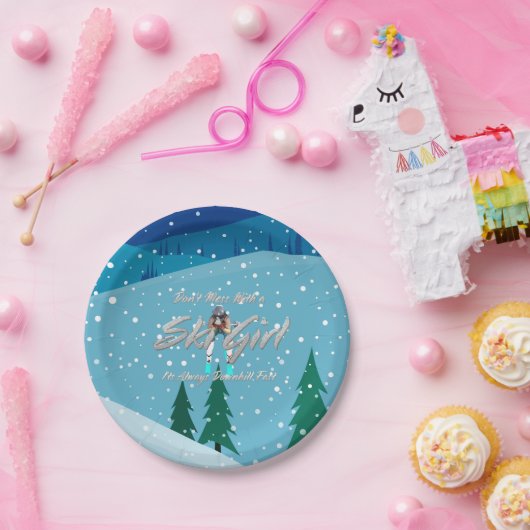 TOP nicht mit einem Ski-Mädchen Pappteller (Party)