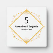 Top Number Wedding Gold White Personalize Fotoplatte (Vorderseite)