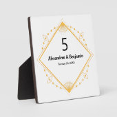 Top Number Wedding Gold White Personalize Fotoplatte (Vorderseite)