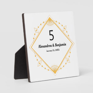 Top Number Wedding Gold White Personalize Fotoplatte
