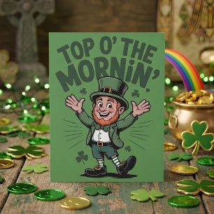 Top O The Mornin Leprechaun Lucky Charm Kunst Feiertagskarte