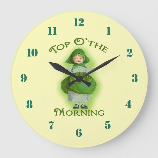 Top o the Morning Irish Lass Wall Clock Große Wanduhr (Vorderseite)