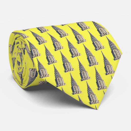 Top of the Chrysler Gebäude NYC - B&W - Gelb BG Krawatte (Gerollt)