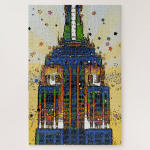 Top of the Empire State Psychedelic NYC Style Puzzle