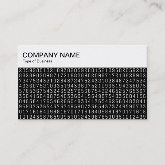 Top-Panel - Random-Zahlen - Weiß auf schwarzen Bus Visitenkarte (Vorderseite)