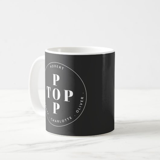 Top Pop Vater Vater Personalisiert Familiennamen Kaffeetasse (Vorderseite Links)