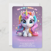 Top Rainbow Unicorn Geburtstag Einladung (Vorderseite)
