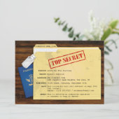 Top Secret Agent Mission Überraschung Party Einlad Einladung (Stehend Vorderseite)