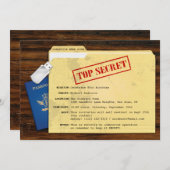 Top Secret Agent Mission Überraschung Party Einlad Einladung (Vorne/Hinten)