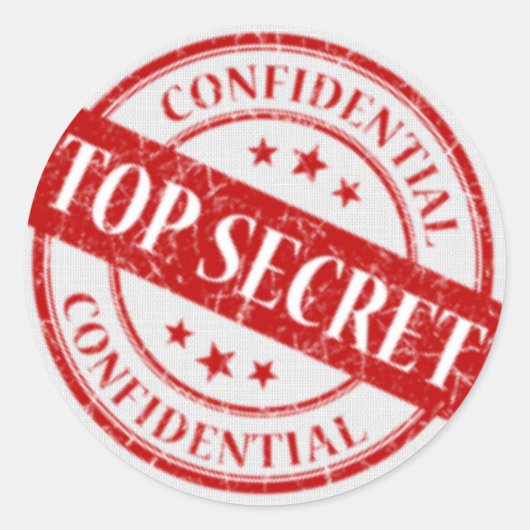 Top Secret Confidential Briefmarke White Linen Red Runder Aufkleber (Vorderseite)