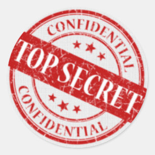 Top Secret Confidential Briefmarke White Linen Red Runder Aufkleber