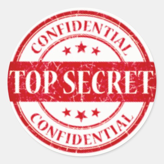 Top Secret Confidential Briefmarke White Stars Red Runder Aufkleber (Vorderseite)