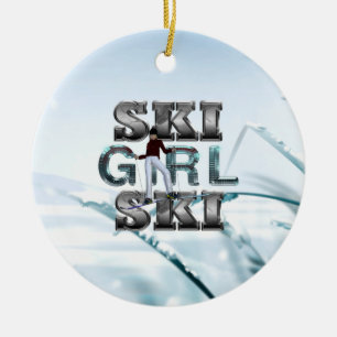 TOP Ski Girl Ski Keramik Ornament