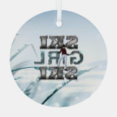 TOP Ski Girl Ski Ornament Aus Glas (Rückseite)