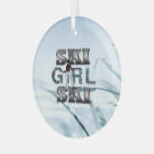 TOP Ski Girl Ski Ornament Aus Glas (Vorderseite links)