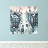 Top Street View mit Straßenbahnlinien in Aquarell Leinwanddruck (Insitu (Holzboden))