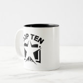 Top Ten Book Zweifarbige Tasse (Vorderseite Links)