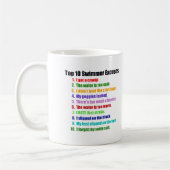 Top Ten-Schwimmer-Entschuldigungen Kaffeetasse (Links)